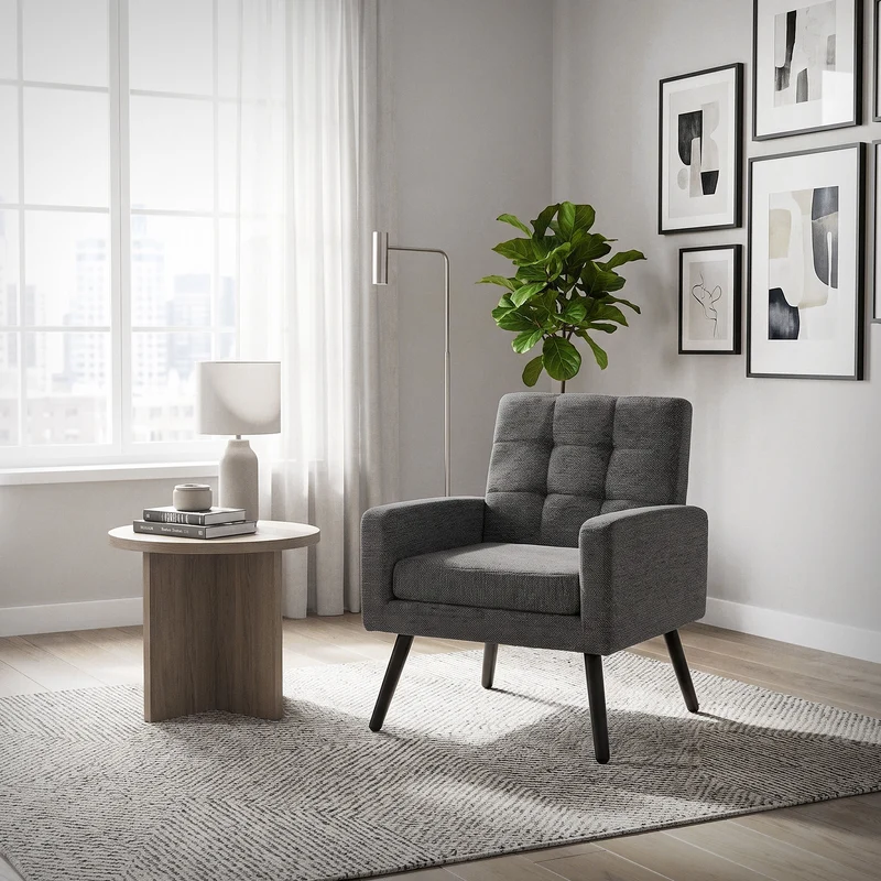 ML-DESIGN | Sessel mit Armlehnen 66,5x80x63,5 cm Stahlgestell/Webstruktur Anthrazit Relaxsessel Lesesessel Polstersessel Fernsehsessel für Wohnzimmer