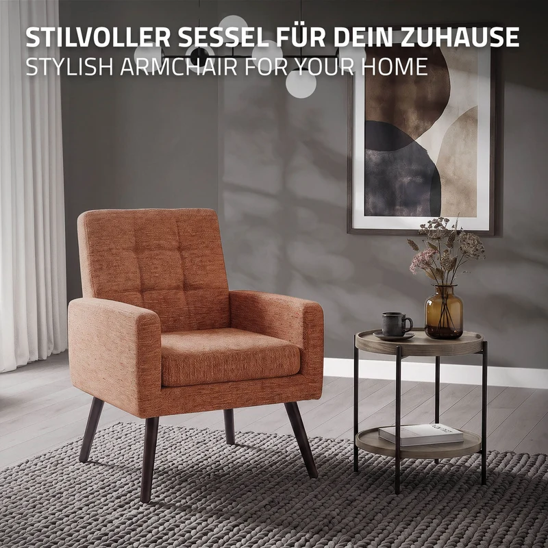 ML-DESIGN | Sessel mit Armlehnen 66,5x80x63,5 cm Stahlgestell/Webstruktur Rot Relaxsessel Lesesessel Polstersessel Fernsehsessel für Wohnzimmer