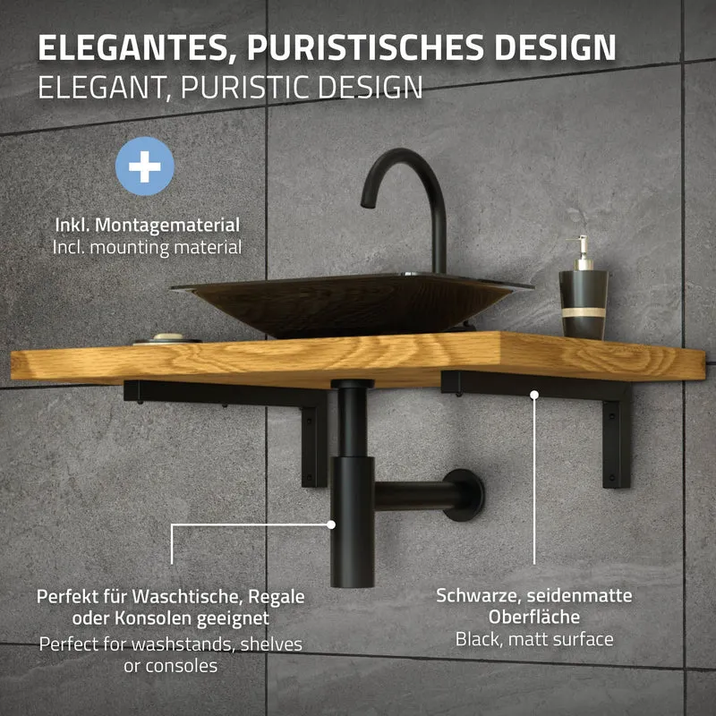 ML-Design | Wandkonsole 2er Set für Waschtisch aus Stahl, Wandhalterung Unterbau für Waschtischplatte