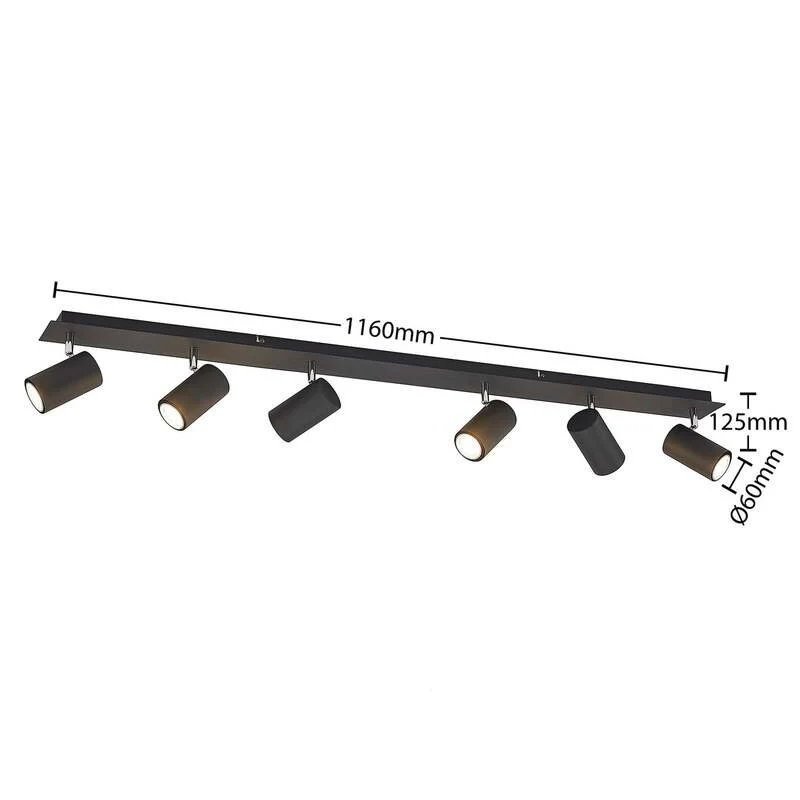 B-Ware Lindby Deckenstrahler Joffrey LED Strahler 6-flg dimmbar schwarz 116cm IP20