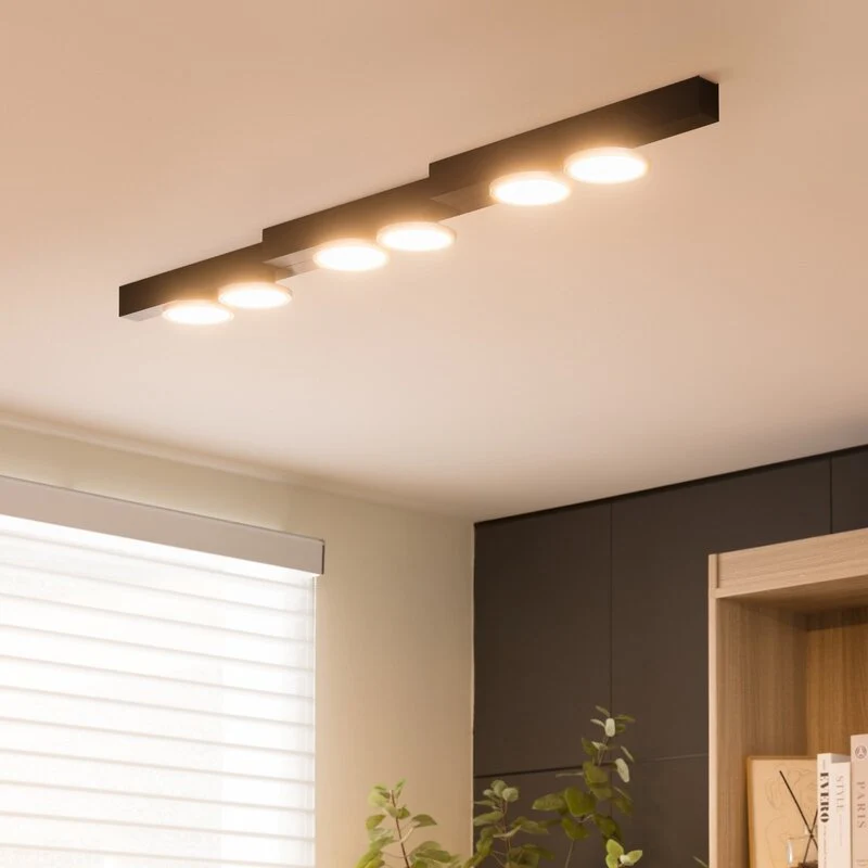 B-Ware Lucande Kellino Deckenleuchte Deckenlampe Deckenlicht Leuchte 6-flammig schwarz