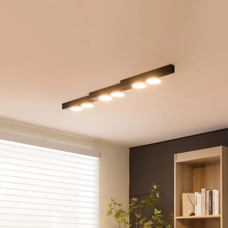 B-Ware Lucande Kellino Deckenleuchte Deckenlampe Deckenlicht Leuchte 6-flammig schwarz