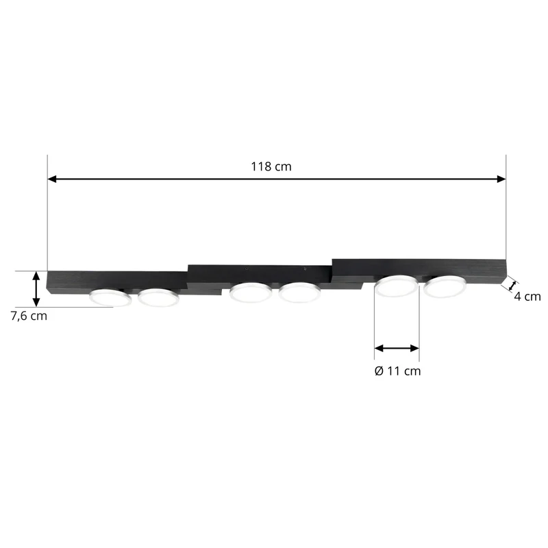 B-Ware Lucande Kellino Deckenleuchte Deckenlampe Deckenlicht Leuchte 6-flammig schwarz
