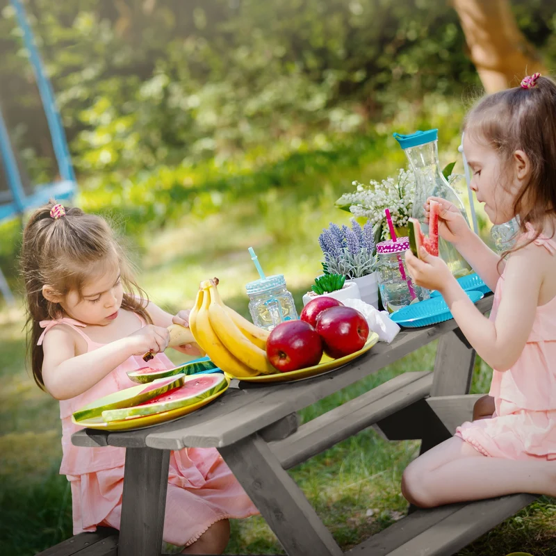 ML-Design | Kindersitzgarnitur für 4 Kinder aus Massivholz ab 2 Jahren Spielsitzgruppe draußen Picknicktisch