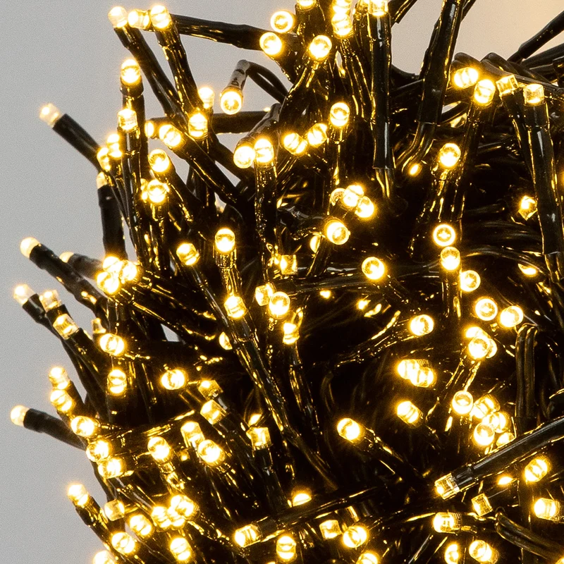 ECD Germany | LED Lichterkette Außen Innen 11 m Warmweiß Weihnachtsbeleuchtung LED Cluster Büschellichterkette Weihnachten wetterfest 1512 LED Timer