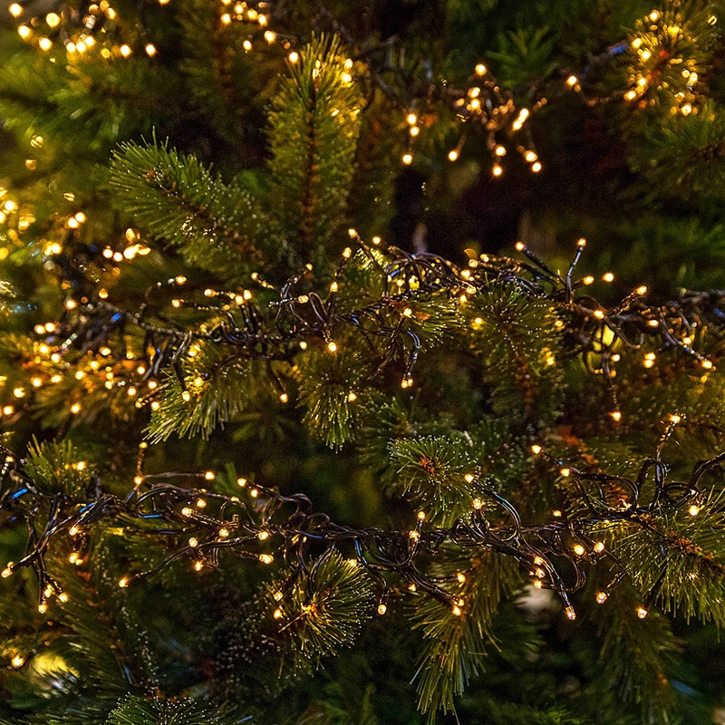 ECD Germany | LED Lichterkette Außen Innen 11 m Warmweiß Weihnachtsbeleuchtung LED Cluster Büschellichterkette Weihnachten wetterfest 1512 LED Timer