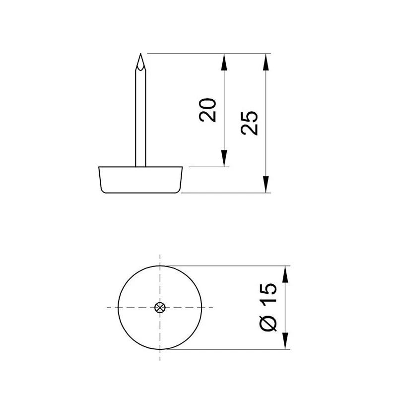 Kunststoff Möbelgleiter Ø15mm mit Nagel - Schwarz - 50 Stk.