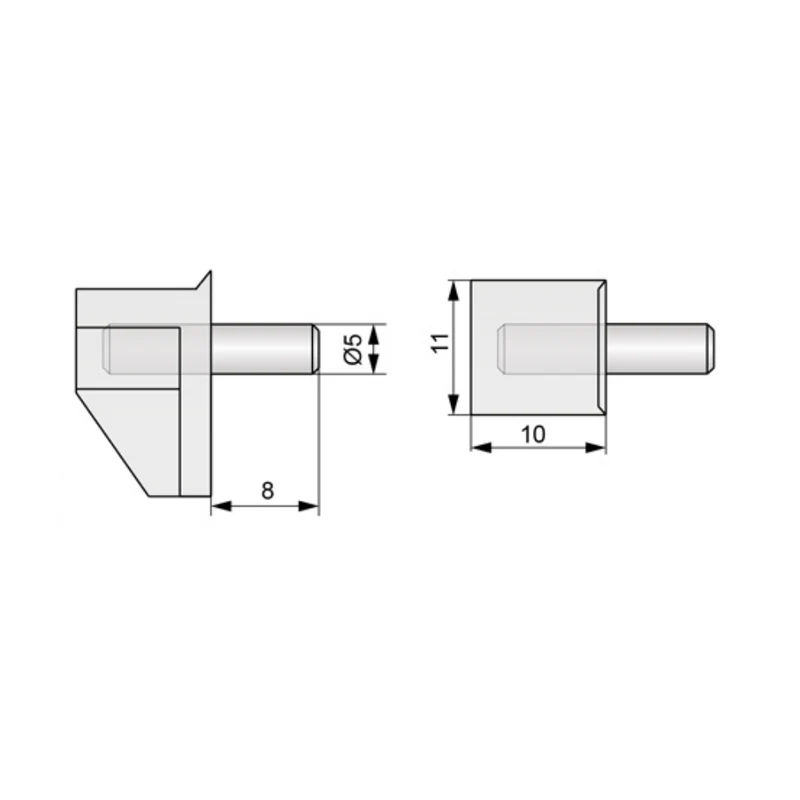 Regalbodenträger Metall-Kunststoff 5mm - 100 Stk.