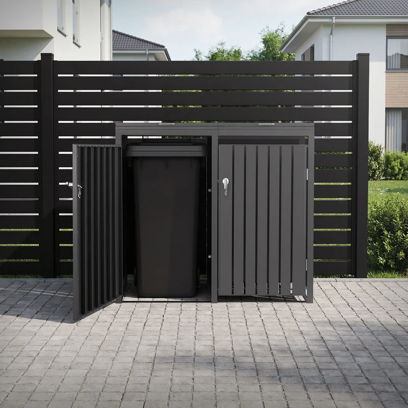 Mülltonnenbox 2er bis 240L 132x80x120 cm aus Stahl in Anthrazit ML-Design