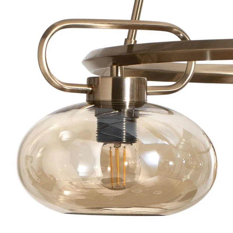B-Ware Lucea Rolan Hängeleuchte Pendelleuchte Glas messingfarben Ø 56 cm 3-flammig E27