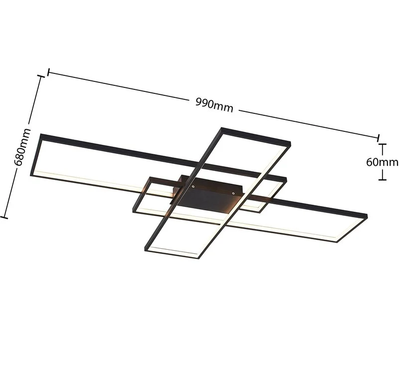 B-Ware Lindby Deckenleuchte Zimmerlampe LED Tetson dimmbar Schwarz Metall Beleuchtung