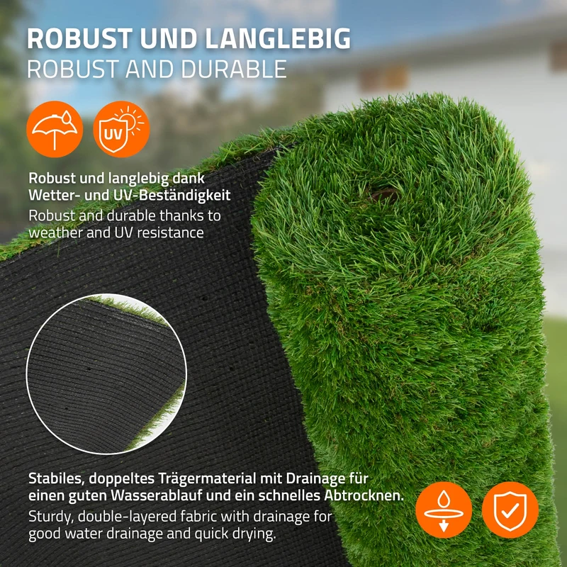 Rasenteppich Kunstrasen-Rolle 150x700 cm 10,5m² Grün, wetterfest, 35mm, Grasmatte Meterware, Kunstgras