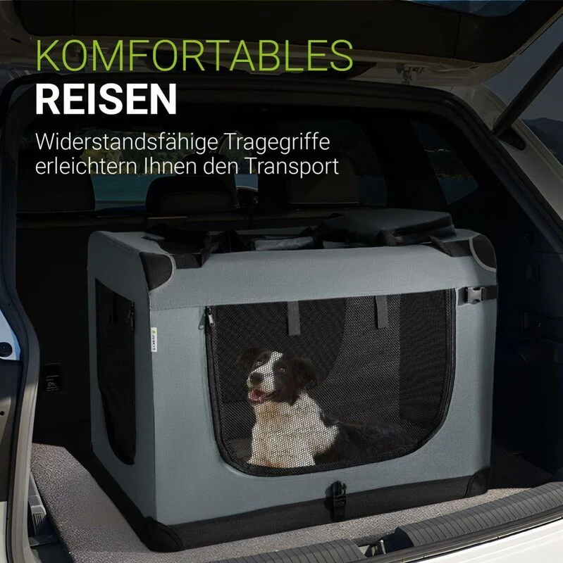 B-Ware Hundebox Auto faltbar Hundetransportbox mit Tragegriff Decke und Faltnapf