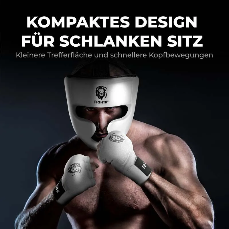 B-Ware FIGHTR Kopfschutz Core Sparring Kunstleder S/M Unisex Kampfsport Training weiß