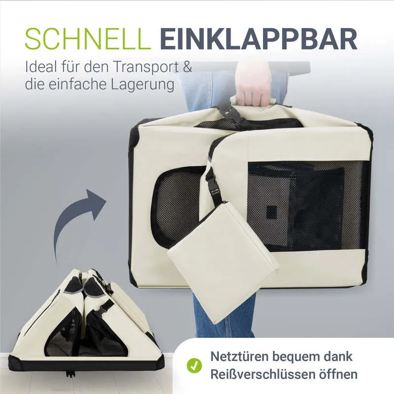 B-Ware Hundebox Auto faltbar Lassie Transportbox kleine Hunde Liegedecke Größe M beige