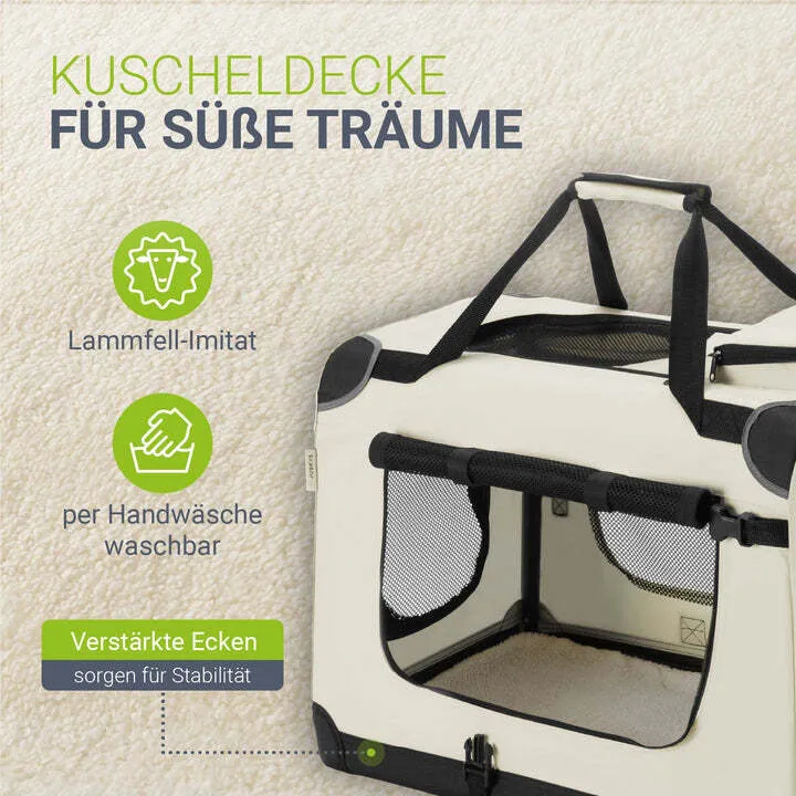 B-Ware Hundebox Auto faltbar Lassie Transportbox kleine Hunde Liegedecke Größe M beige
