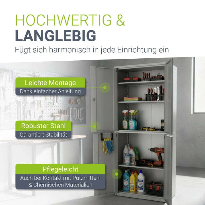 B-Ware Aktenschrank Metall Büroschrank mit Cam-Lock Schloss 3 Einlegeböden 2 Schlüssel