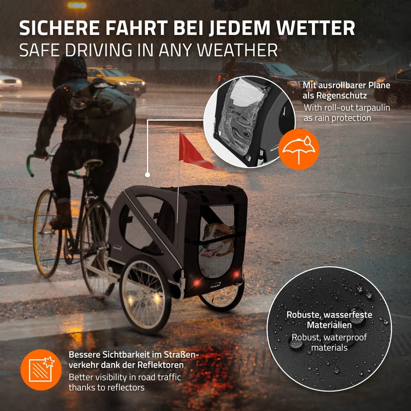 Hundeanhänger Fahrradanhänger Hunde bis 40 kg Schwarz/Grau Hauki