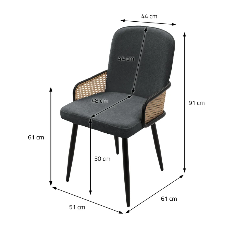 Esszimmerstühle 6er Set Anthrazit mit Arm- & Rückenlehne, Polsterstühle für Esszimmer & Küche ML-Design