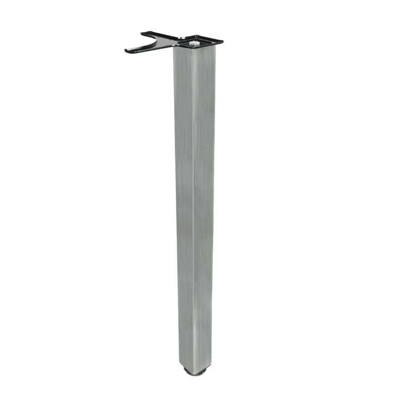Quadratisches Tischbein 71 cm hoch, Gebürstetes Nickel, ZnAl Montageplatte