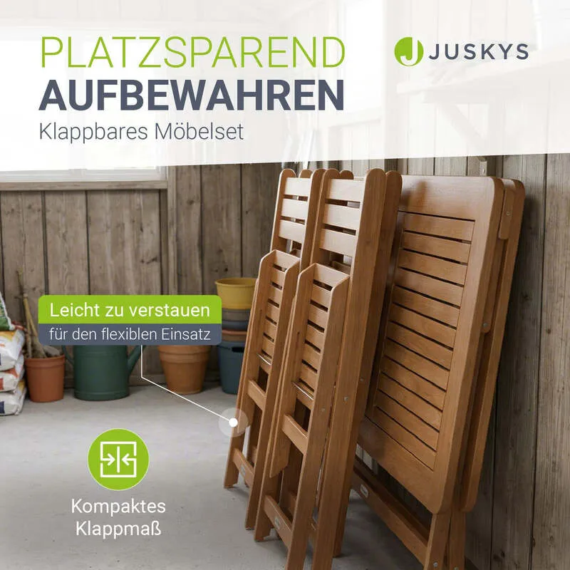 B-Ware Gartenmöbel Set Rimini Akazienholz Gartengarnitur 5-teilig Tisch 4 Stühle Natur
