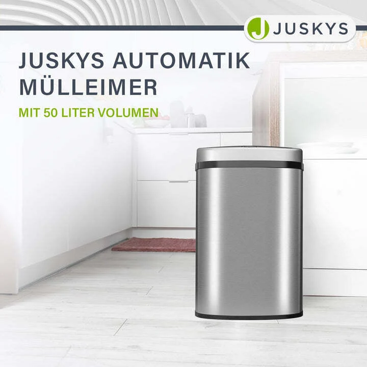 B-Ware Rechteckiger Mülleimer Abfalleimer Sensor Hygienisch 50 L Automatischer Silber