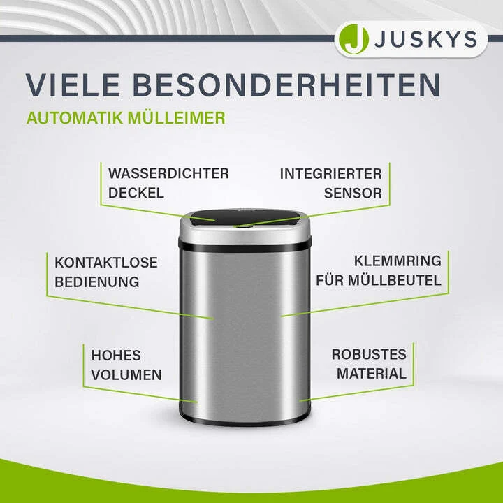 B-Ware Rechteckiger Mülleimer Abfalleimer Sensor Hygienisch 50 L Automatischer Silber