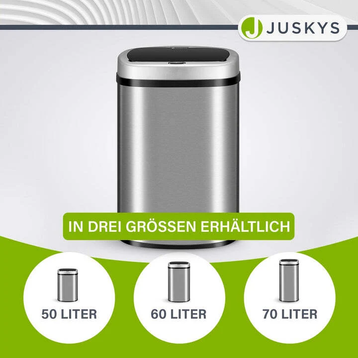 B-Ware Rechteckiger Mülleimer Abfalleimer Sensor Hygienisch 50 L Automatischer Silber