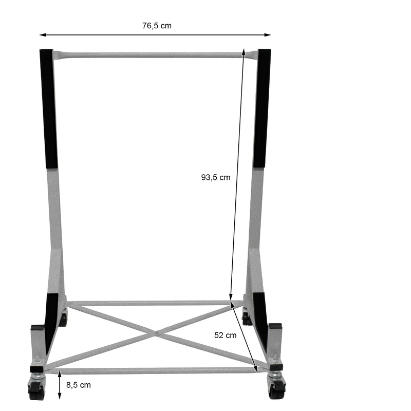 Hardtopständer mit 4 feststellbaren Rollen Silber aus Stahl und Hardtop Cover XXL