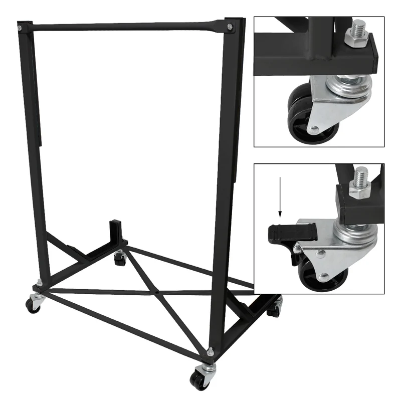 Hardtopständer mit 4 feststellbaren Rollen Schwarz aus Stahl und Hardtop Cover