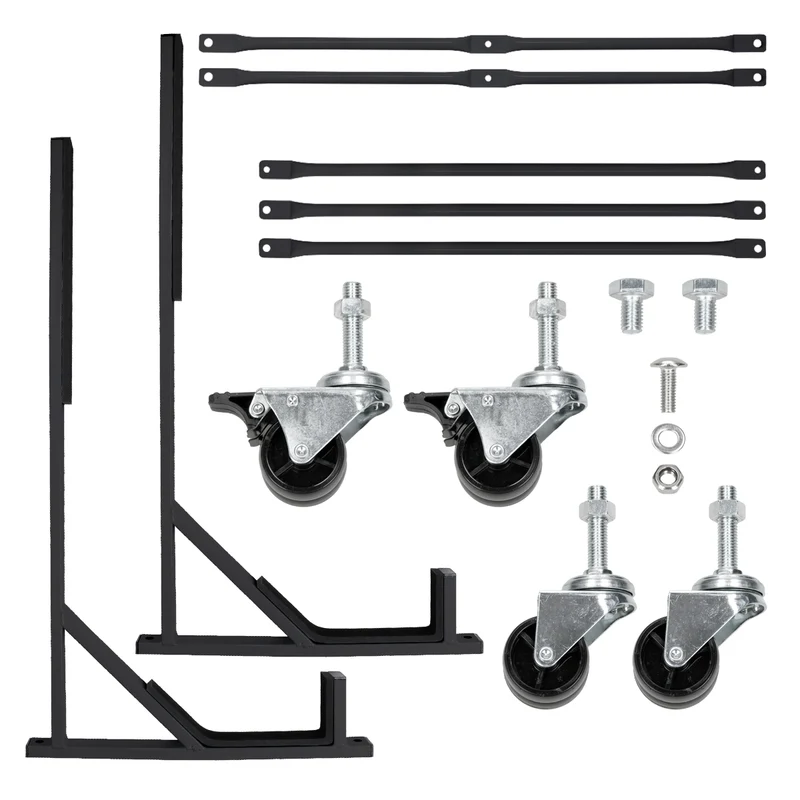 Hardtopständer mit 4 feststellbaren Rollen Schwarz aus Stahl und Hardtop Cover