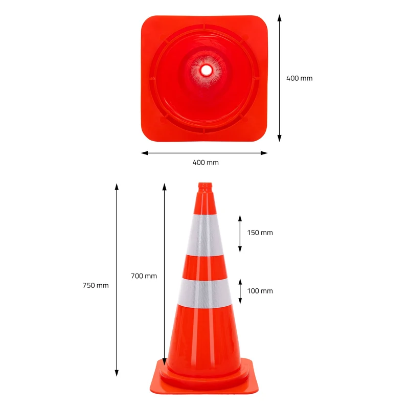 ECD Germany | Pylonen groß mit 2 reflektierenden Streifen 75 cm aus PE Orange Verkehrskegel Leitkegel Warnkegel Verkehrsleitkegel Verkehrshütchen