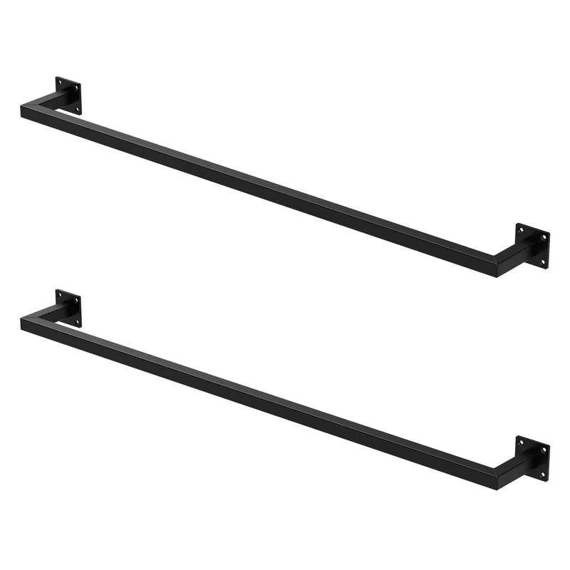 Kleiderstange Garderobe Wandmontage Schwarz aus Stahl ML-Design