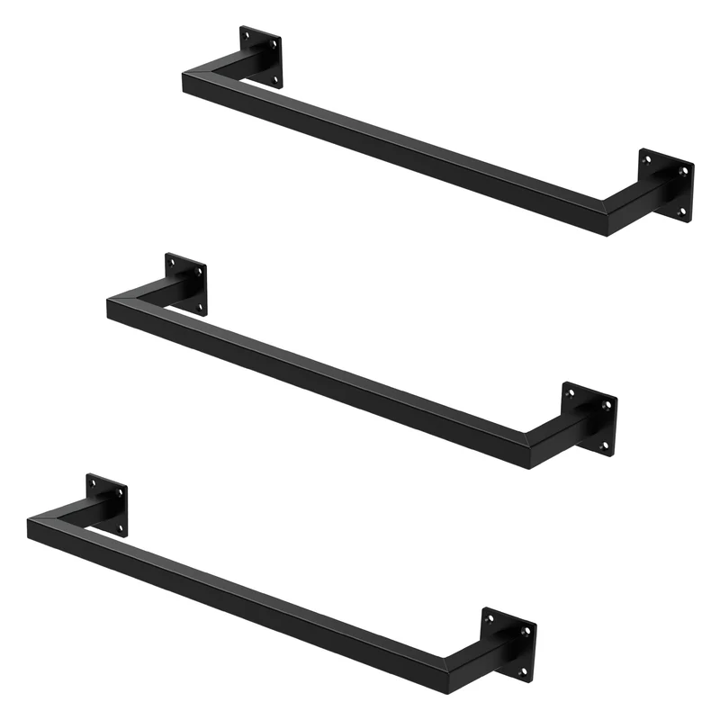 Kleiderstange Garderobe Wandmontage Schwarz aus Stahl ML-Design