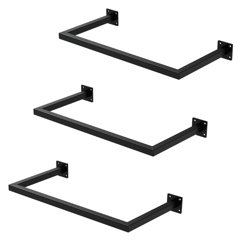 Kleiderstange Garderobe Wandmontage Schwarz aus Stahl ML-Design