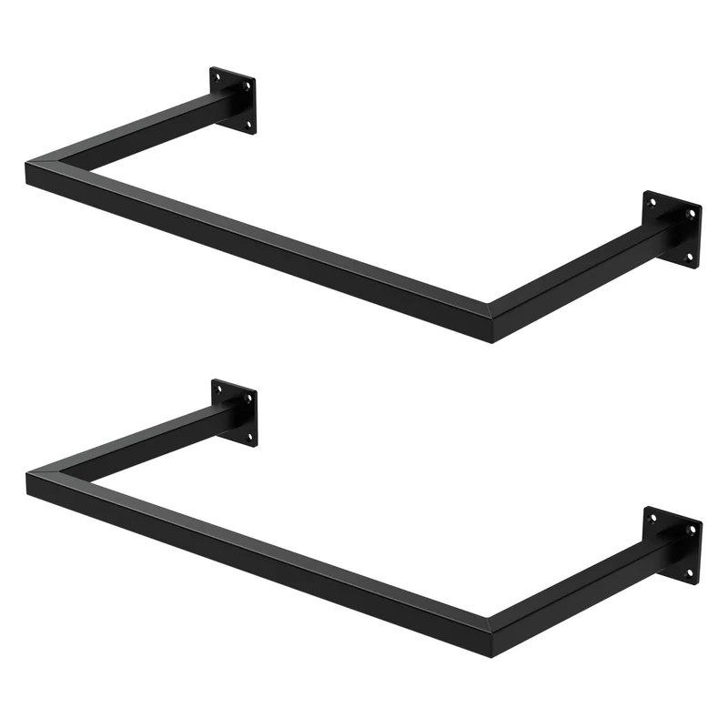 Kleiderstange Garderobe Wandmontage Schwarz aus Stahl ML-Design