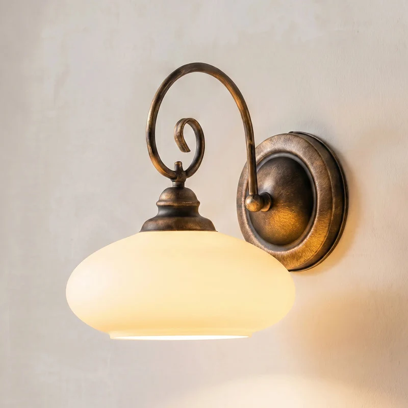 B-Ware Wandleuchte Bolero creme Wandlampe dimmbar E27 Stahl Glas schwarz-gold 30x29cm