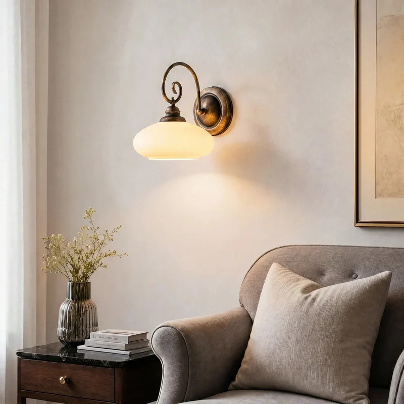 B-Ware Wandleuchte Bolero creme Wandlampe dimmbar E27 Stahl Glas schwarz-gold 30x29cm