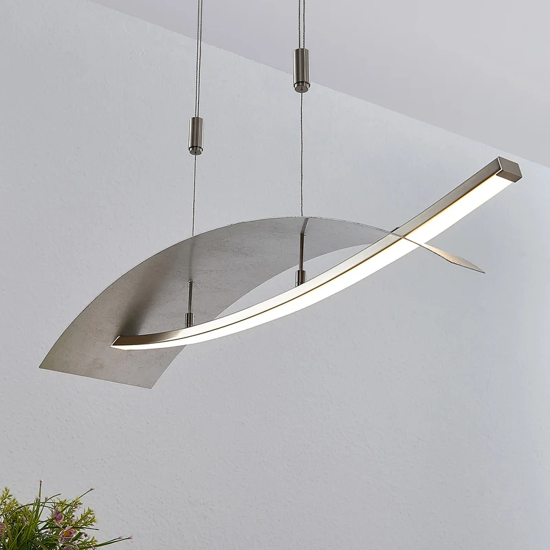 B-Ware Lucande Hängeleuchte Marija LED Pendelleuchte dimmbar silber 91cm modern elegant