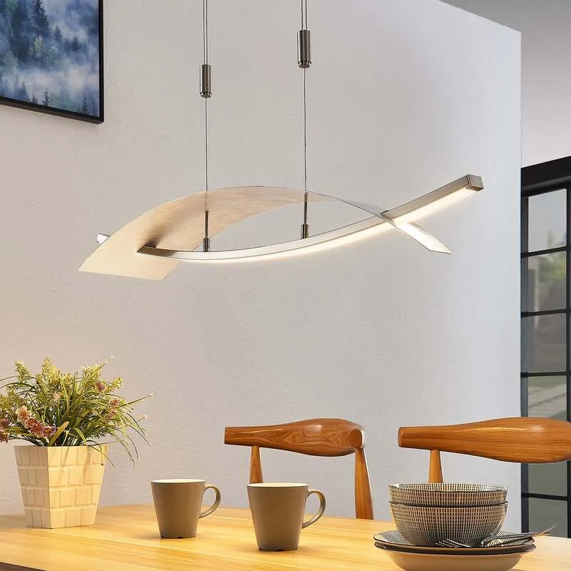 B-Ware Lucande Hängeleuchte Marija LED Pendelleuchte dimmbar silber 91cm modern elegant