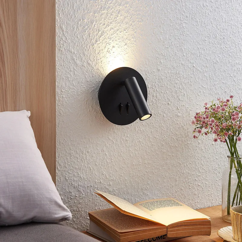 B-Ware Lucande Wandleuchte Magya LED Wandlampe Strahler dimmbar schwarz Ø14cm 600Lumen