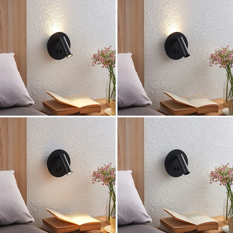 B-Ware Lucande Wandleuchte Magya LED Wandlampe Strahler dimmbar schwarz Ø14cm 600Lumen
