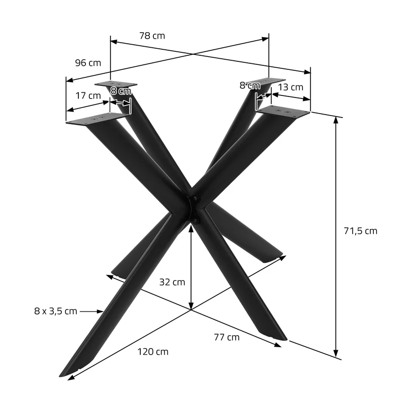 ML-DESIGN | Tischbeine Spider-Design 120x78x71,5 cm aus Stahl Schwarz Tischgestell Tischfüße Tischkufen für Esstisch