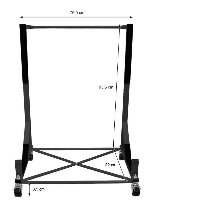 Hardtopständer mit 4 feststellbaren Rollen Schwarz aus Stahl und Hardtop Cover XXL