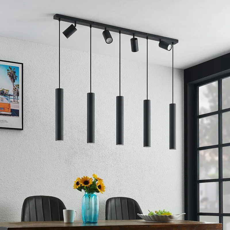 B-Ware Lindby Hängeleuchte Sanad LED Pendelleuchte 9-flammig dimmbar schwarz 116cm