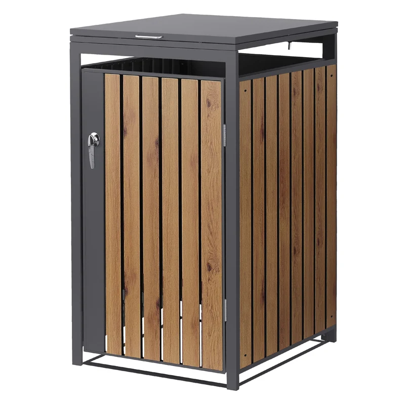 Mülltonnenbox Mülltonnenverkleidung Lamellen-Design für bis zu 4 Tonnen je 240L aus Stahl