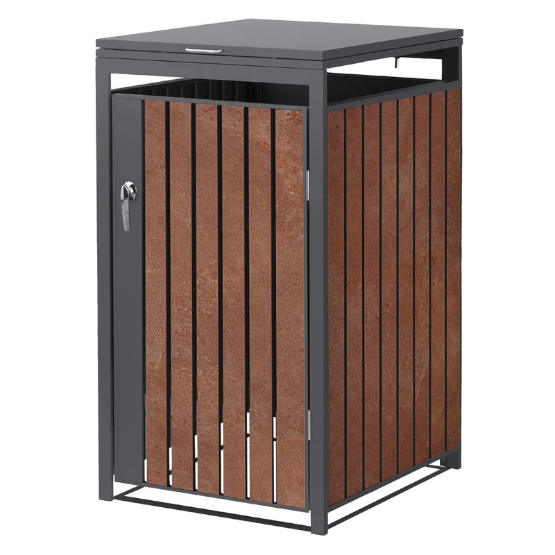 Mülltonnenbox Mülltonnenverkleidung Lamellen-Design für bis zu 4 Tonnen je 240L aus Stahl