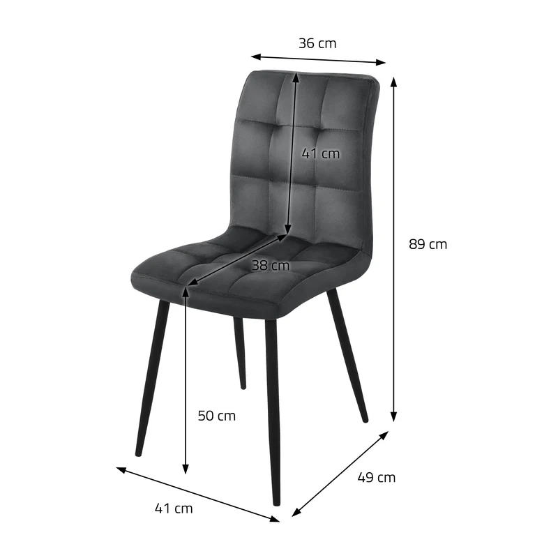 Esszimmerstuhl 4er Set Quadrat Steppung mit Rückenlehne Küchenstuhl mit Microfaser-Samtbezug ML-Design