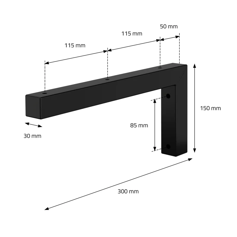 Wandkonsole Regalhalterung 2er Set 300 x 150 mm Schwarz aus Stahl ML-Design