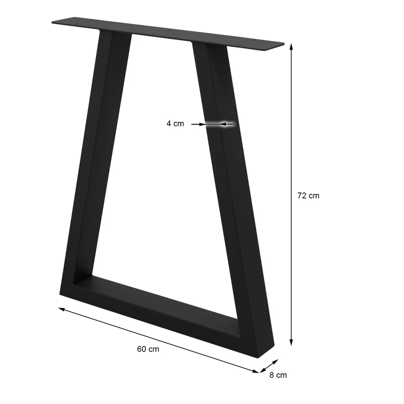 B-Ware Tischbeine 2er Set Trapez Design 60x72 cm schwarz aus Stahl